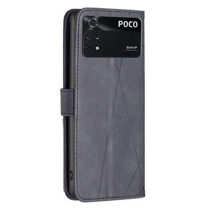 Xiaomi Poco M4 Pro Rhombus Texture Leather Phone Case with Magnetic Buckle and Card Holder