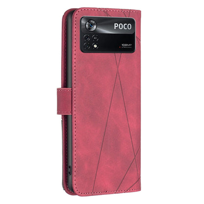 Xiaomi Poco M4 Pro 5G Rhombus Texture Leather Phone Case with Magnetic Buckle and Card Holder