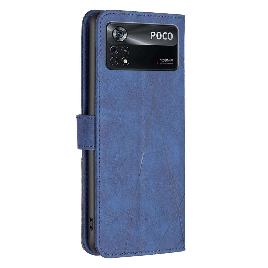 Xiaomi Poco M4 Pro 5G Rhombus Texture Leather Phone Case with Magnetic Buckle and Card Holder