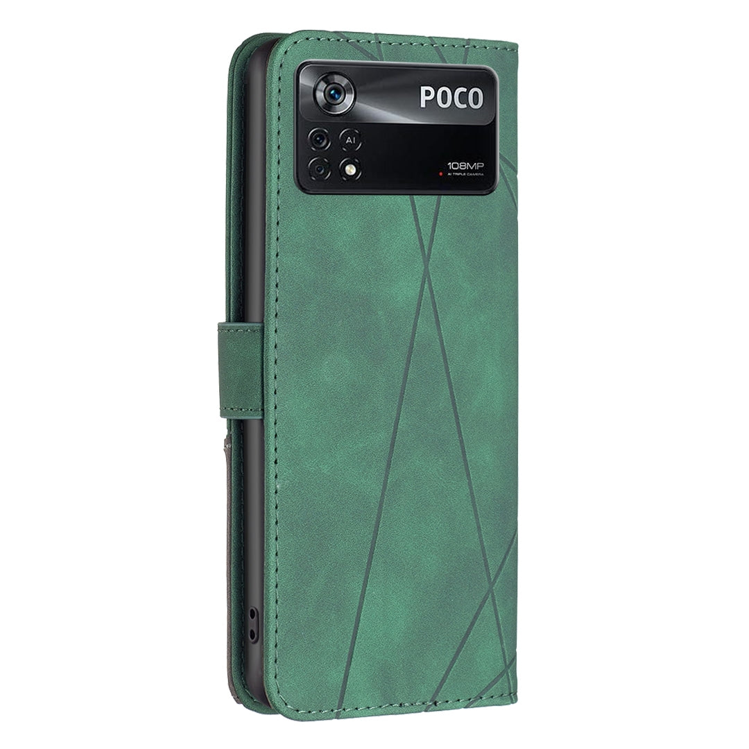 Xiaomi Poco M4 Pro 5G Rhombus Texture Leather Phone Case with Magnetic Buckle and Card Holder