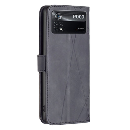 Xiaomi Poco M4 Pro 5G Rhombus Texture Leather Phone Case with Magnetic Buckle and Card Holder