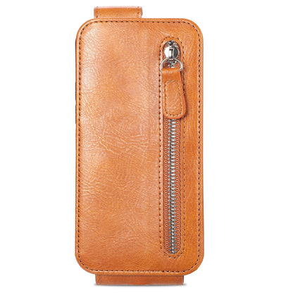 iPhone 11 Zipper Wallet Case - Vertical Flip Leather Phone Cover with Multiple Card Slots and Stand