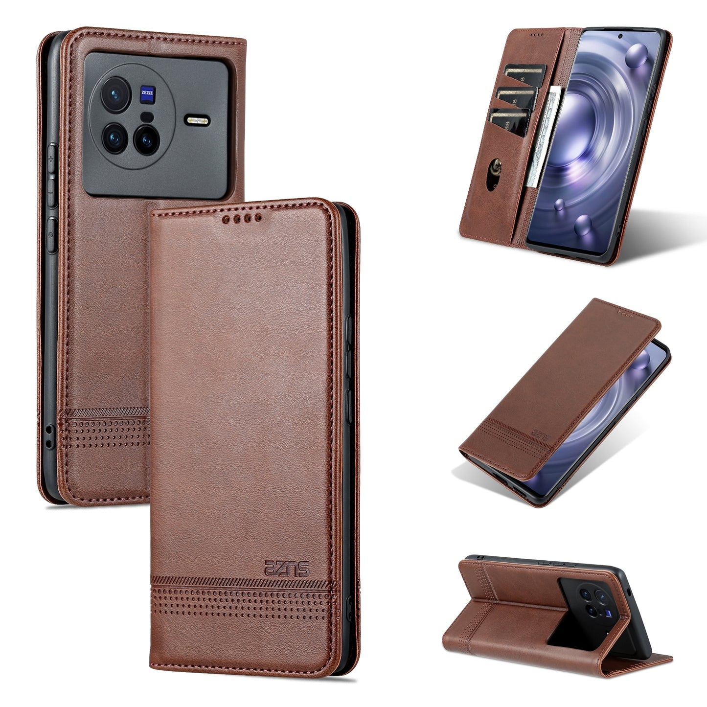 Vivo X80 Leather Wallet Case with Card Holder & Magnetic Closure