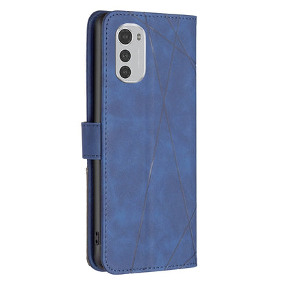 Motorola Moto E32 4G Rhombus Texture Leather Phone Case with Magnetic Buckle and Card Holder