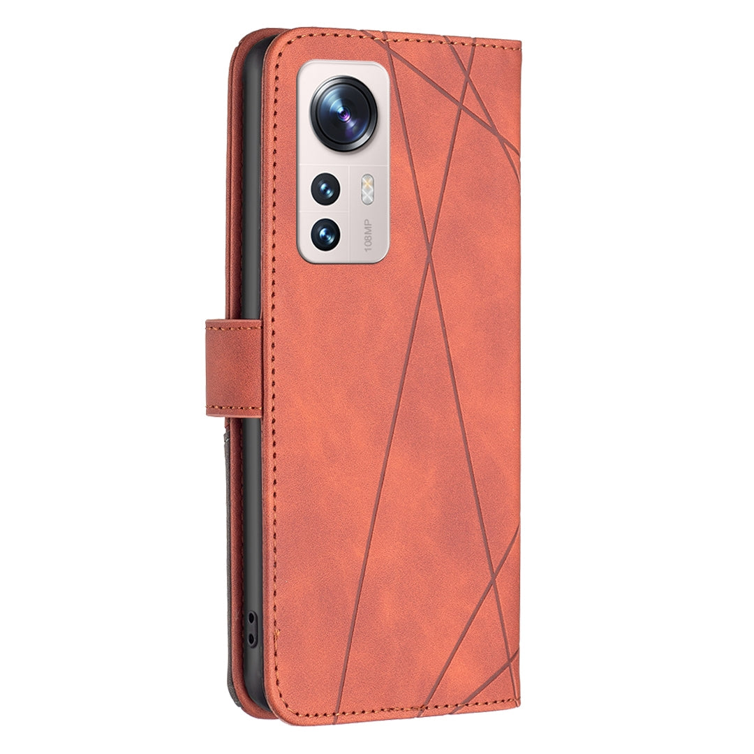 Xiaomi 12 Lite Rhombus Texture Leather Phone Case with Magnetic Buckle and Card Holder