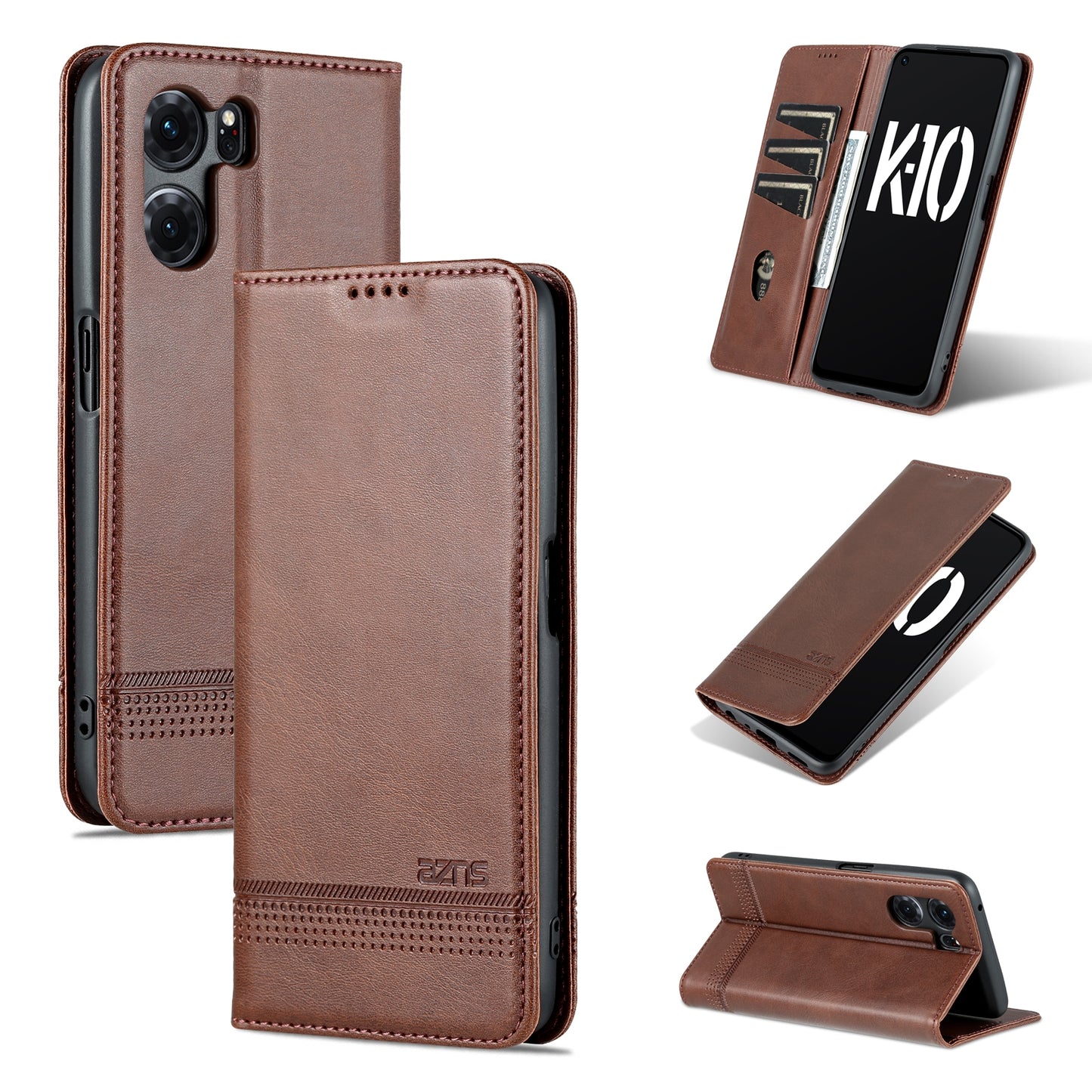 OPPO K10 5G China Leather Wallet Case with Card Holder & Magnetic Closure