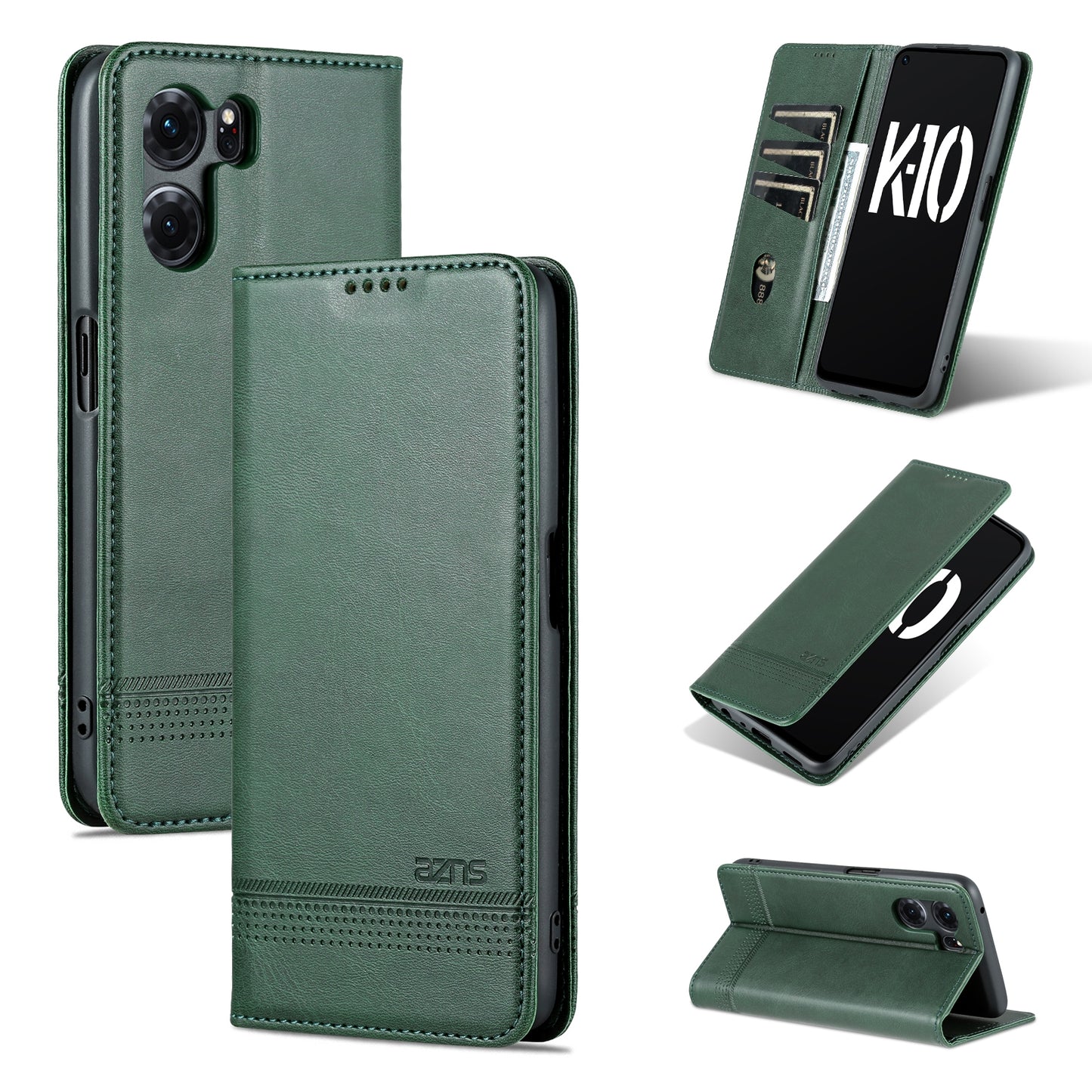 OPPO K10 5G China Leather Wallet Case with Card Holder & Magnetic Closure