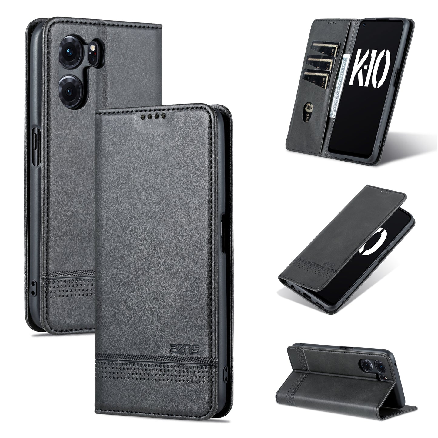 OPPO K10 5G China Leather Wallet Case with Card Holder & Magnetic Closure