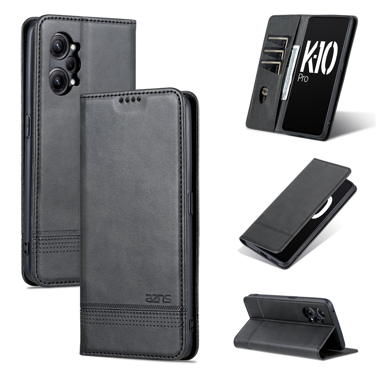 OPPO K10 Pro Leather Wallet Case with Card Holder & Magnetic Closure