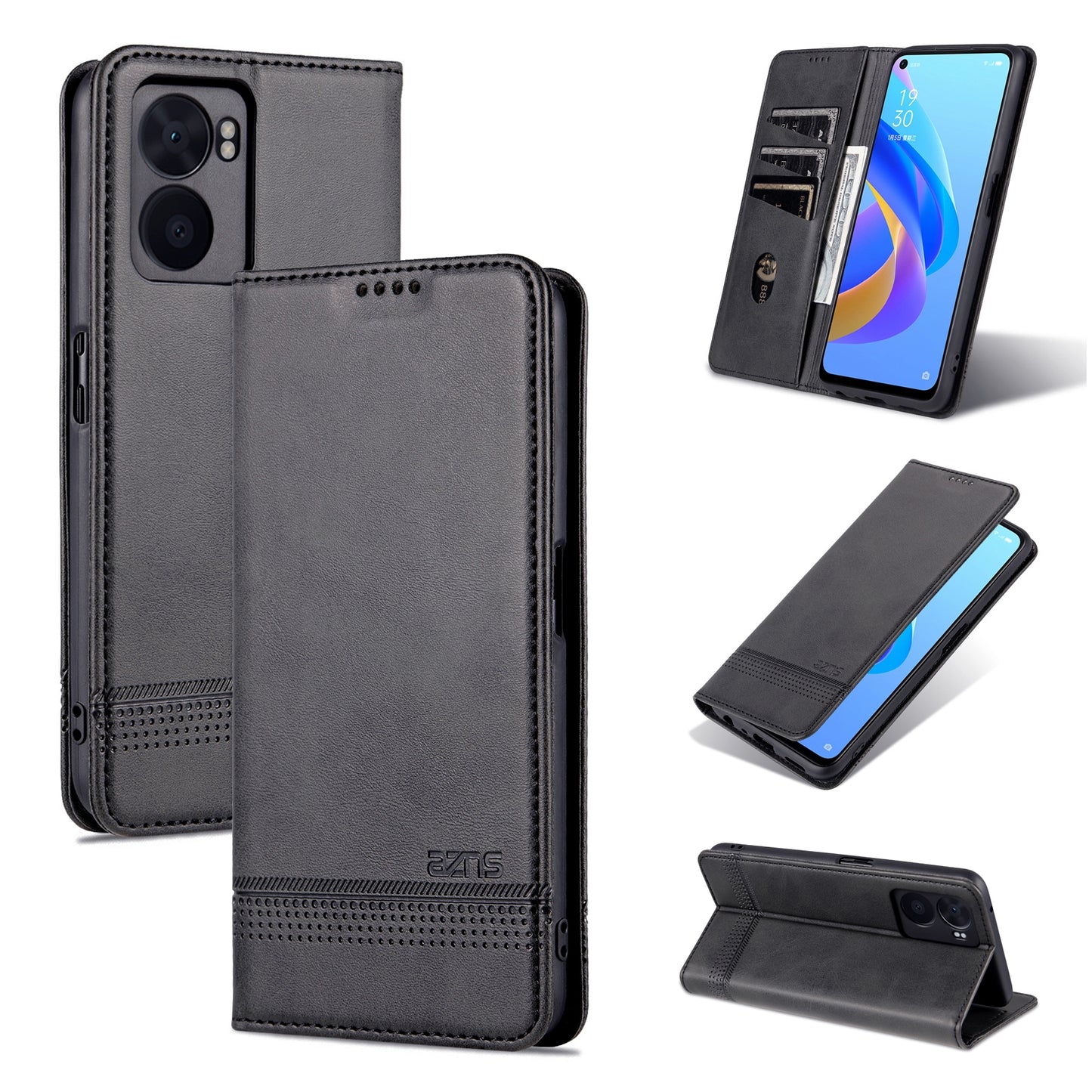 OPPO A57 5G/Realme Q5i/Realme V23 Leather Wallet Case with Card Holder & Magnetic Closure