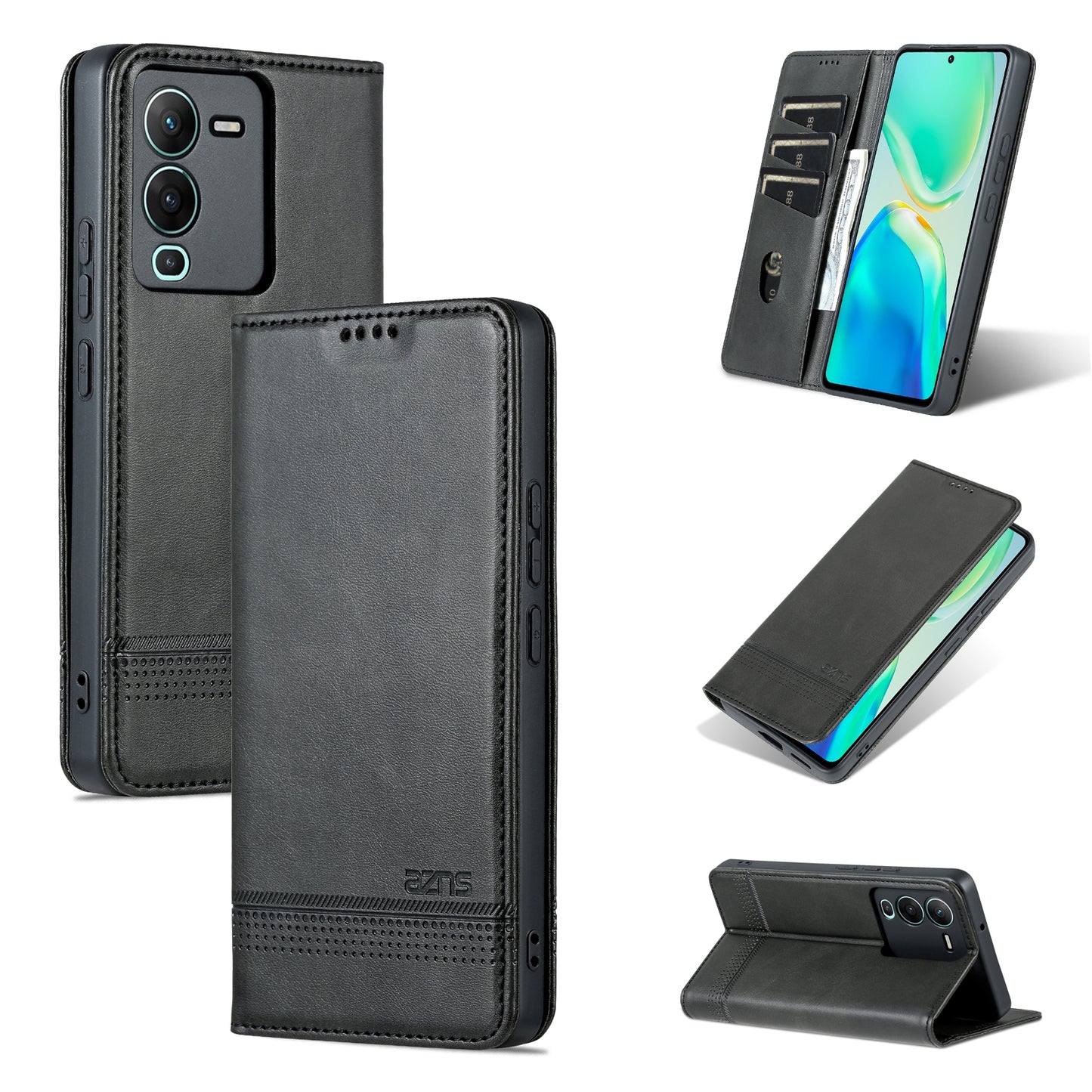 Vivo S15 Leather Wallet Case with Card Holder & Magnetic Closure