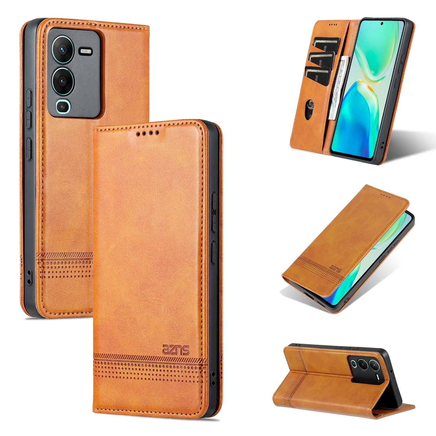 Vivo S15 Pro Leather Wallet Case with Card Holder & Magnetic Closure