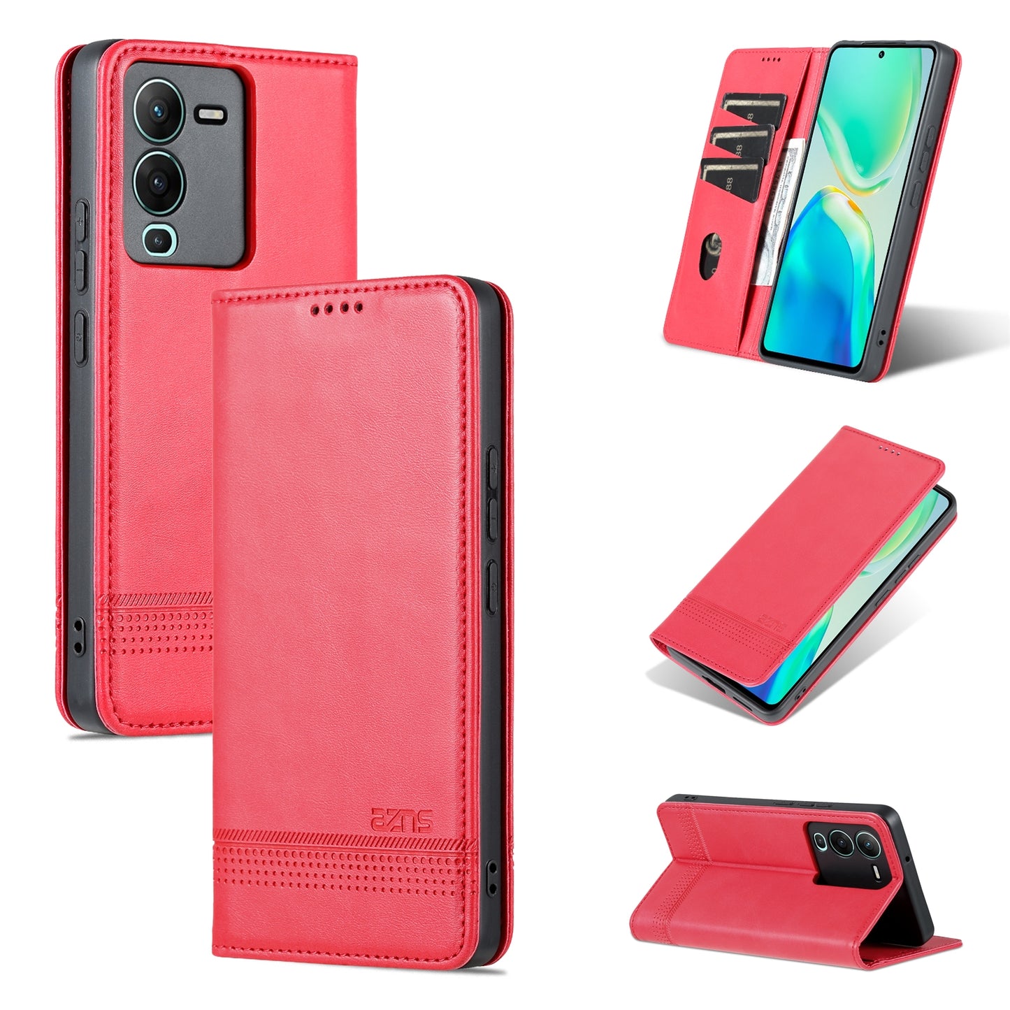 Vivo S15 Pro Leather Wallet Case with Card Holder & Magnetic Closure