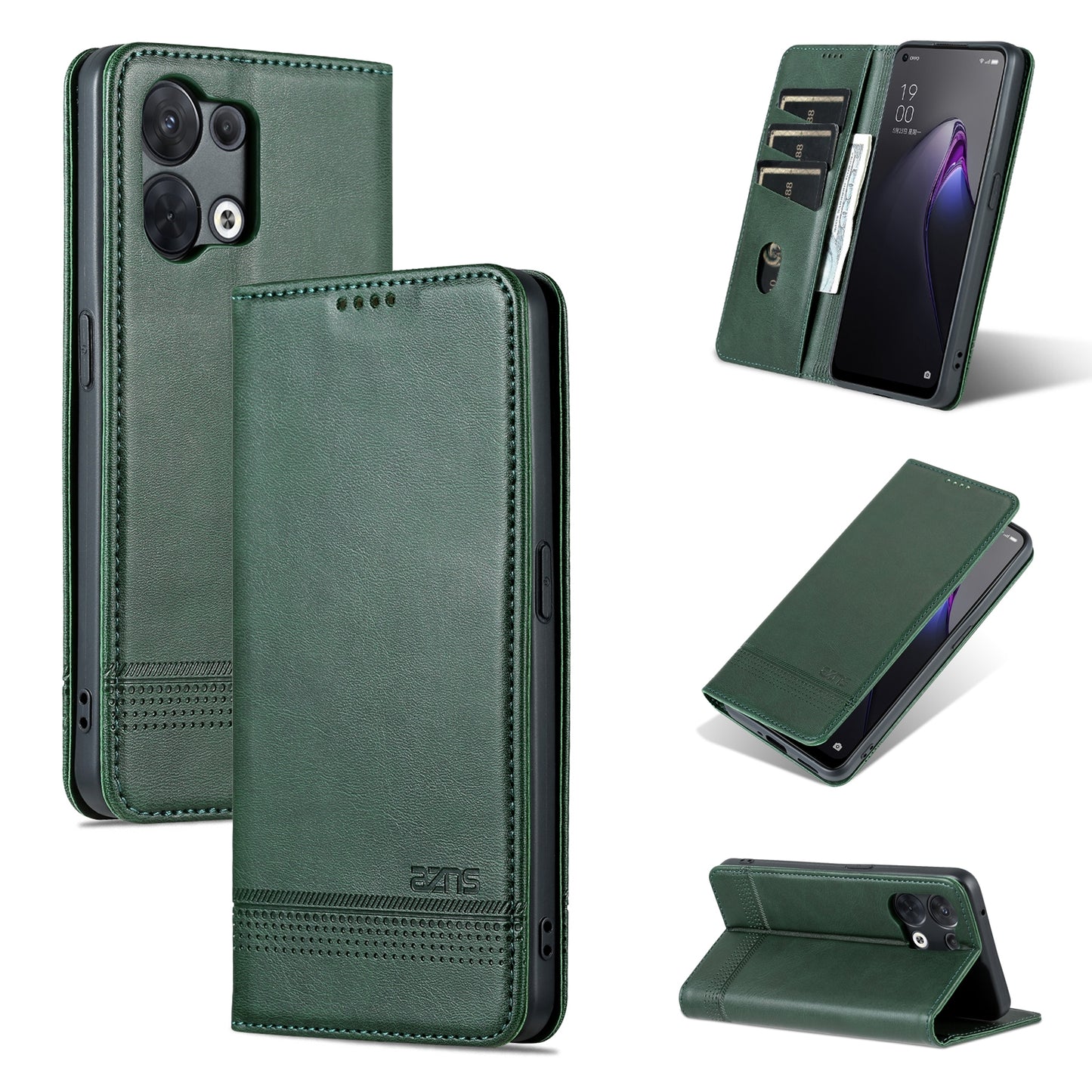 OPPO Reno8 Leather Wallet Case with Card Holder & Magnetic Closure