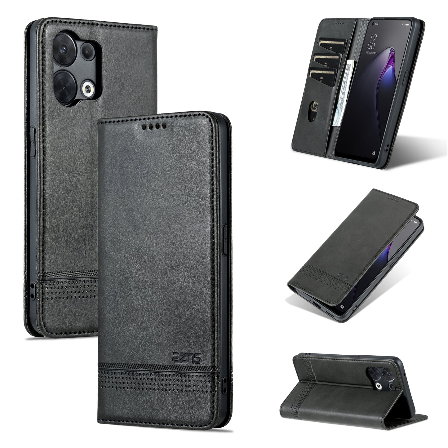 OPPO Reno8 Leather Wallet Case with Card Holder & Magnetic Closure