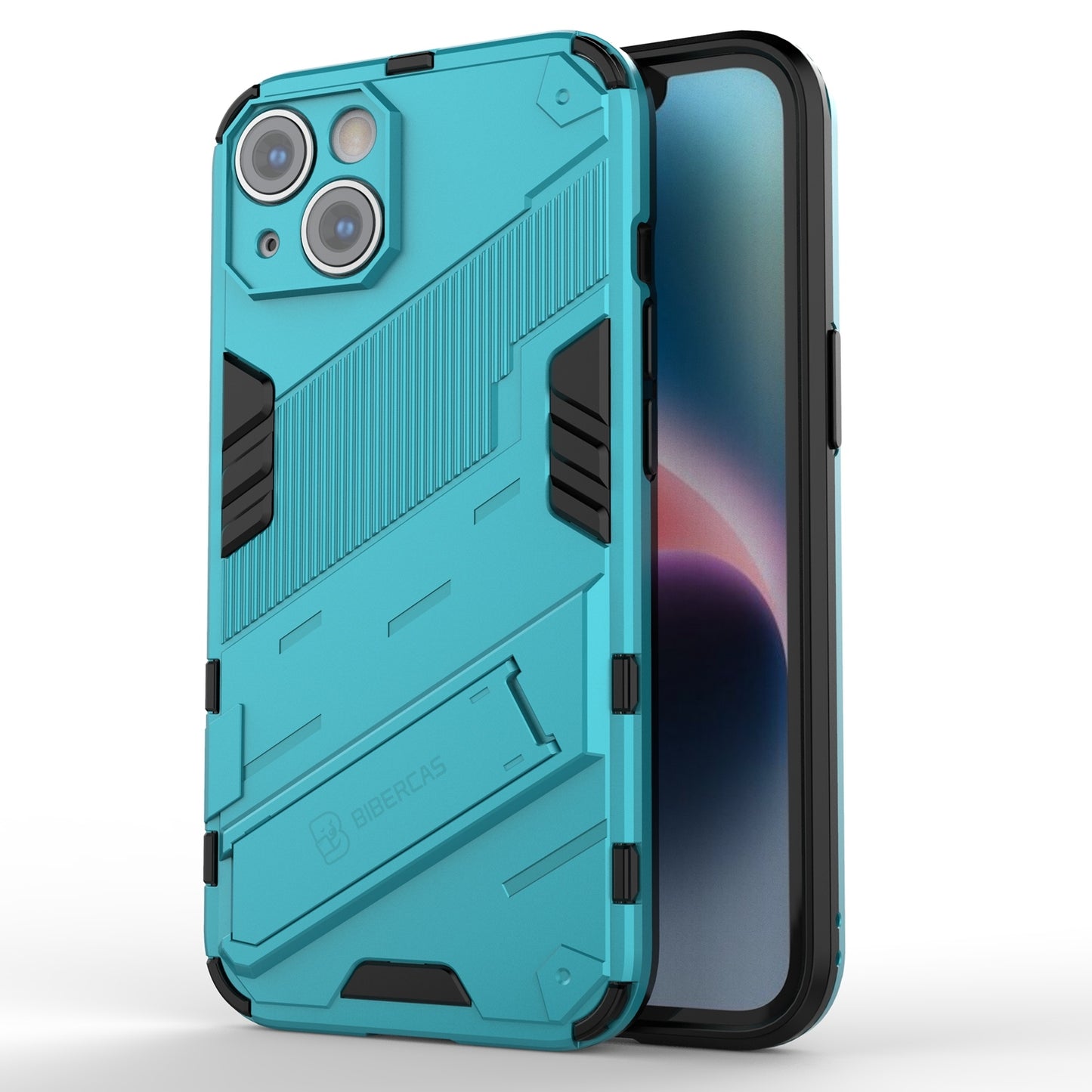 iPhone 14 Shockproof Phone Case - Punk Armor 2-in-1 PC + TPU with Invisible Holder