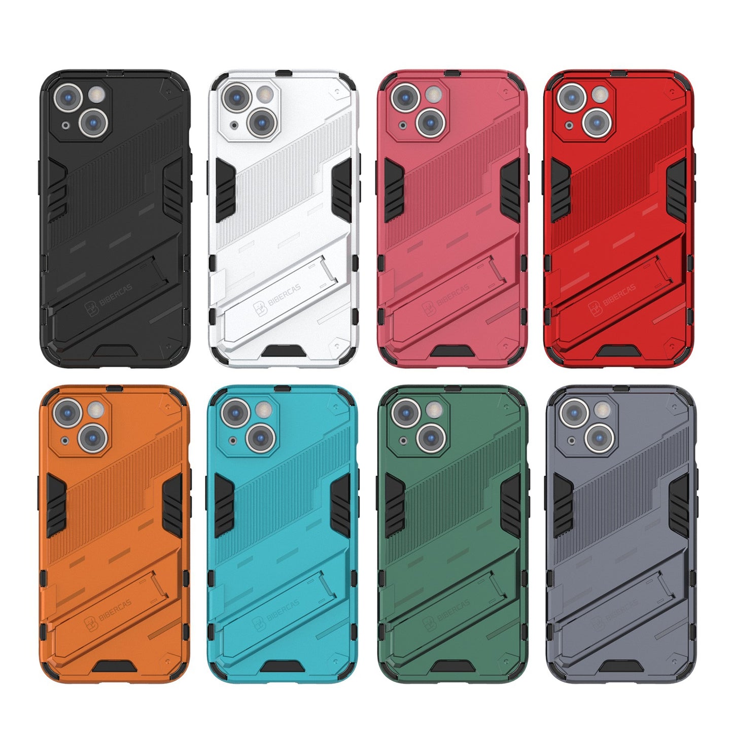 iPhone 14 Shockproof Phone Case - Punk Armor 2-in-1 PC + TPU with Invisible Holder