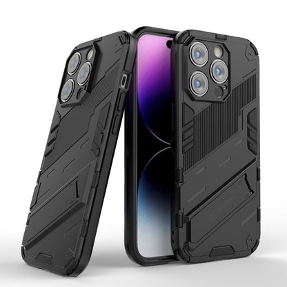 iPhone 14 Pro Shockproof Phone Case - Punk Armor 2-in-1 PC + TPU with Invisible Holder