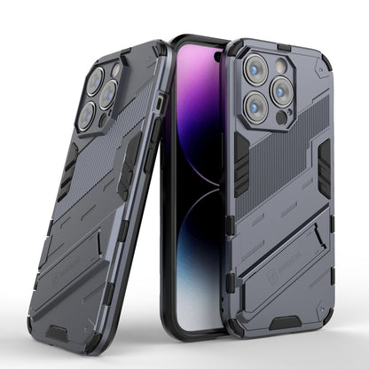 iPhone 14 Pro Shockproof Phone Case - Punk Armor 2-in-1 PC + TPU with Invisible Holder