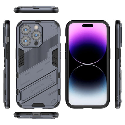 iPhone 14 Pro Shockproof Phone Case - Punk Armor 2-in-1 PC + TPU with Invisible Holder