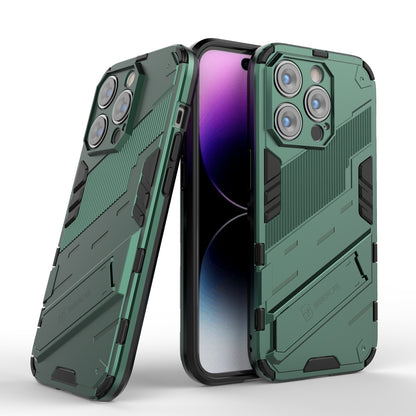 iPhone 14 Pro Shockproof Phone Case - Punk Armor 2-in-1 PC + TPU with Invisible Holder