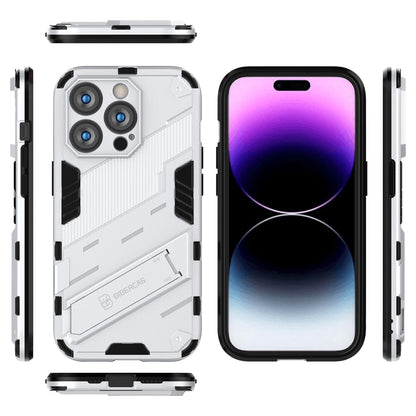 iPhone 14 Pro Shockproof Phone Case - Punk Armor 2-in-1 PC + TPU with Invisible Holder