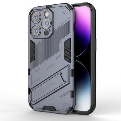 iPhone 14 Pro Max Shockproof Phone Case - Punk Armor 2-in-1 PC + TPU with Invisible Holder