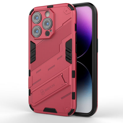 iPhone 14 Pro Max Shockproof Phone Case - Punk Armor 2-in-1 PC + TPU with Invisible Holder