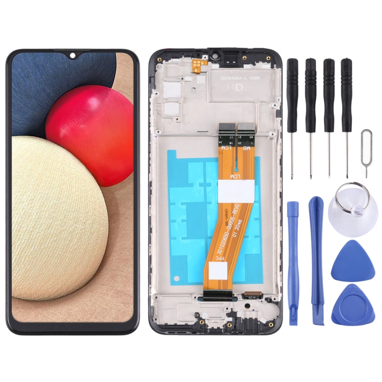 OEM LCD Screen Assembly with Frame for Samsung Galaxy A02s (SM-A025F) - Touch Digitizer Replacement