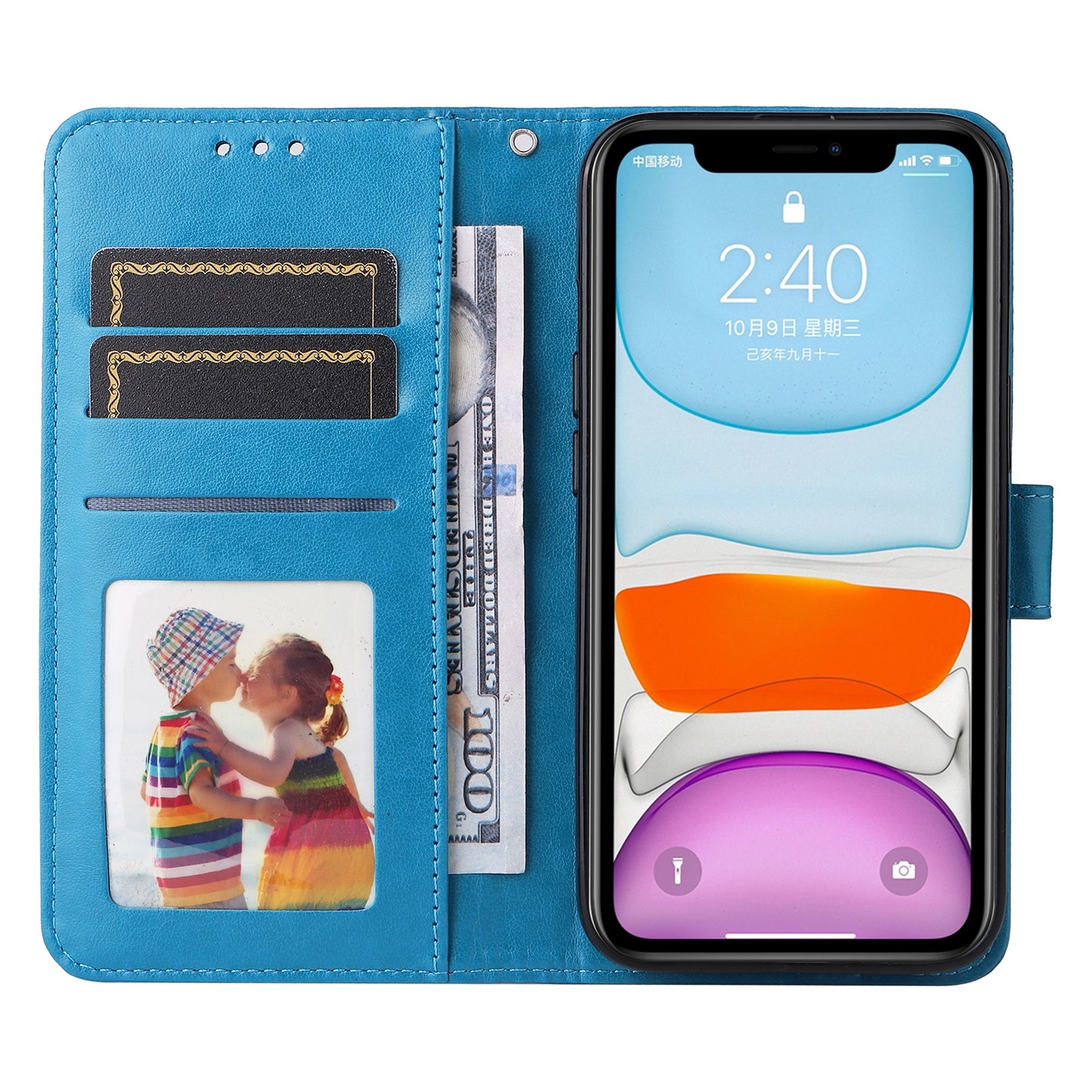 iPhone 12 mini Sunflower Embossed Leather Wallet Phone Case with Kickstand and Card Holder