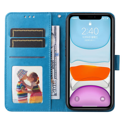 iPhone 12 mini Sunflower Embossed Leather Wallet Phone Case with Kickstand and Card Holder