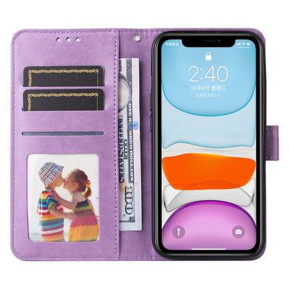 iPhone 12 mini Sunflower Embossed Leather Wallet Phone Case with Kickstand and Card Holder