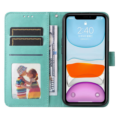 iPhone 11 Sunflower Embossed Leather Wallet Phone Case with Kickstand and Card Holder