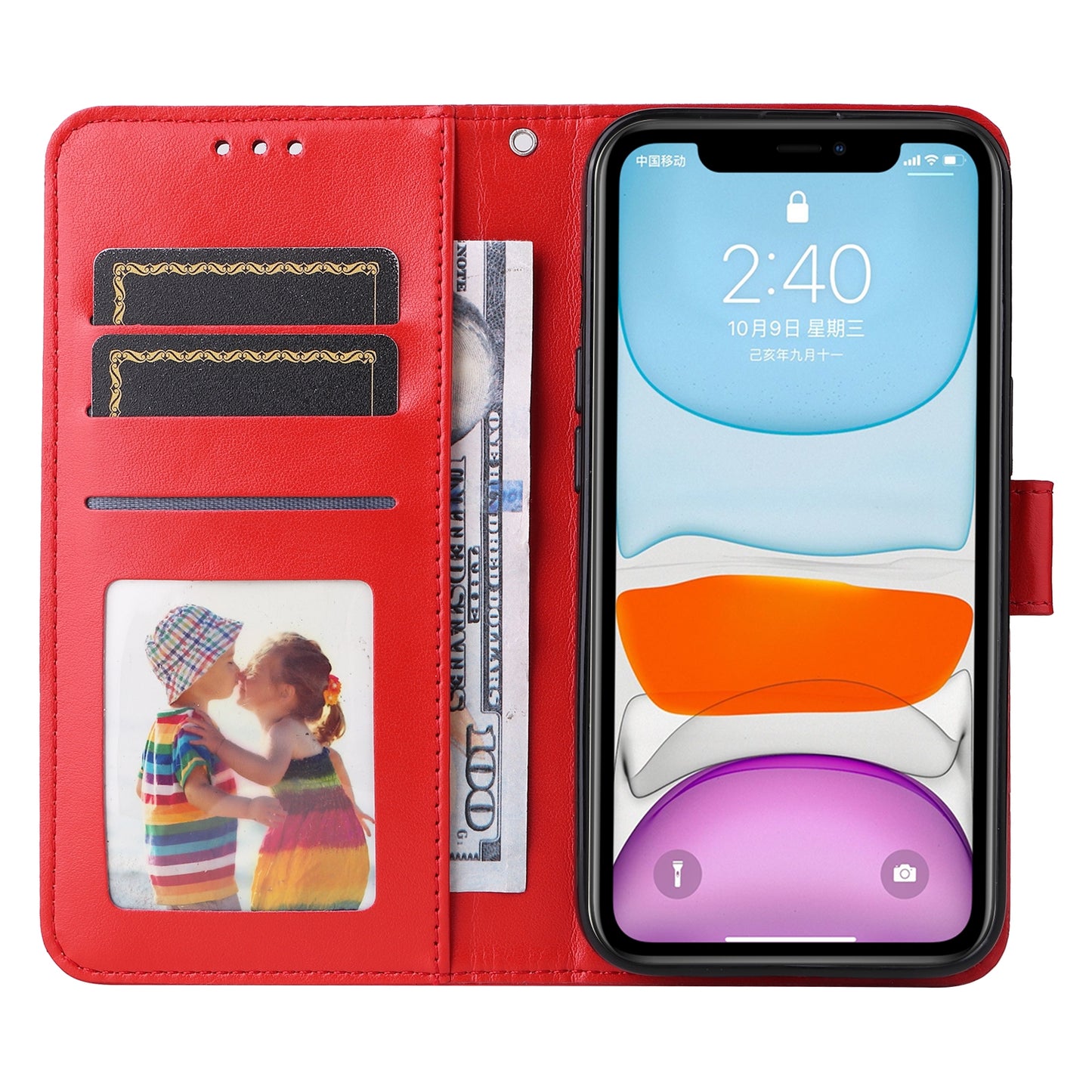 iPhone 11 Sunflower Embossed Leather Wallet Phone Case with Kickstand and Card Holder