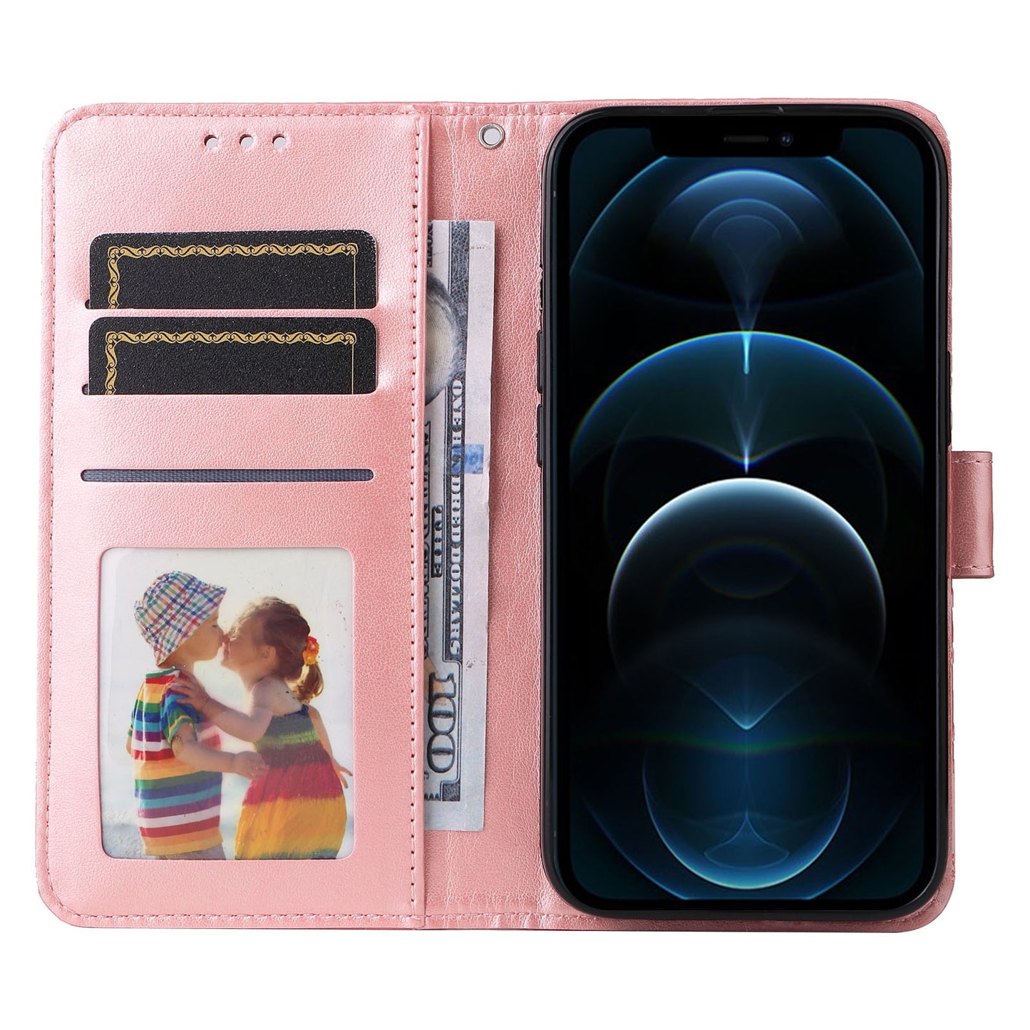 iPhone 11 Pro Max Sunflower Embossed Leather Wallet Phone Case with Kickstand and Card Holder