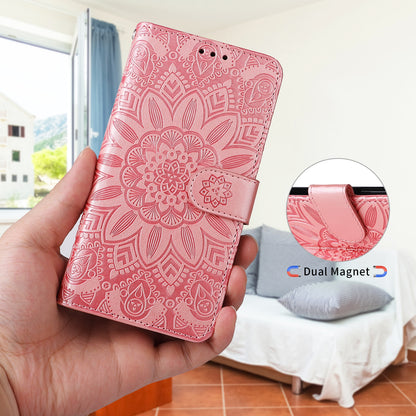 iPhone 11 Pro Max Sunflower Embossed Leather Wallet Phone Case with Kickstand and Card Holder
