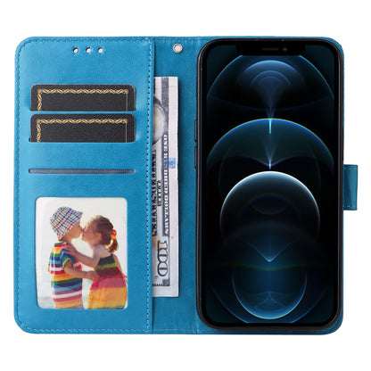 iPhone 11 Pro Max Sunflower Embossed Leather Wallet Phone Case with Kickstand and Card Holder