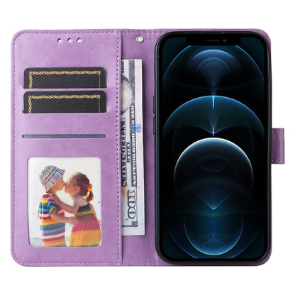 iPhone 11 Pro Max Sunflower Embossed Leather Wallet Phone Case with Kickstand and Card Holder