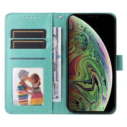 iPhone X Sunflower Embossed Leather Wallet Phone Case with Kickstand and Card Holder