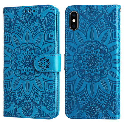 iPhone X Sunflower Embossed Leather Wallet Phone Case with Kickstand and Card Holder