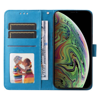 iPhone XS Max Sunflower Embossed Leather Wallet Phone Case with Kickstand and Card Holder