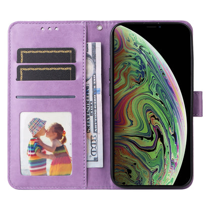 iPhone XS Max Sunflower Embossed Leather Wallet Phone Case with Kickstand and Card Holder