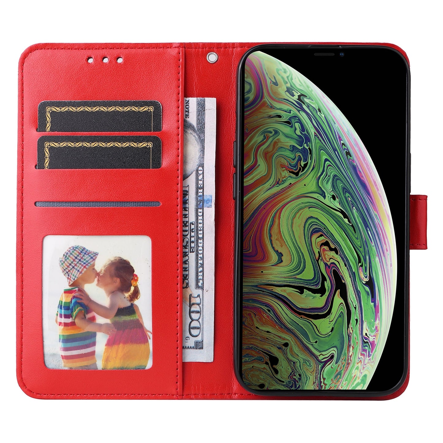 iPhone XS Max Sunflower Embossed Leather Wallet Phone Case with Kickstand and Card Holder