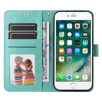 iPhone SE 2022 Sunflower Embossed Leather Wallet Phone Case with Kickstand and Card Holder