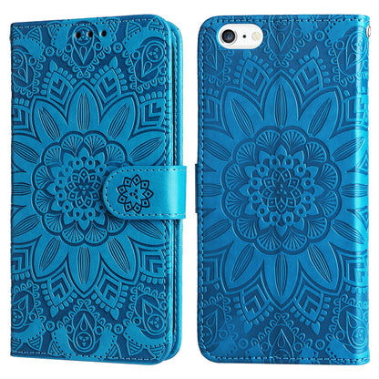 iPhone SE 2022 Sunflower Embossed Leather Wallet Phone Case with Kickstand and Card Holder