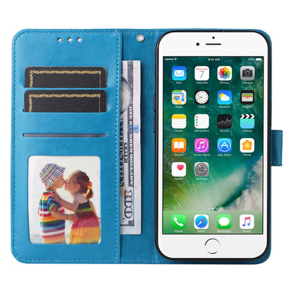 iPhone SE 2020 Sunflower Embossed Leather Wallet Phone Case with Kickstand and Card Holder