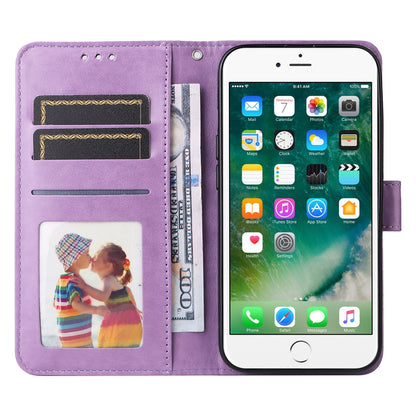 iPhone SE 2020 Sunflower Embossed Leather Wallet Phone Case with Kickstand and Card Holder