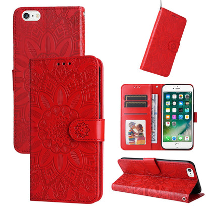 iPhone SE 2020 Sunflower Embossed Leather Wallet Phone Case with Kickstand and Card Holder