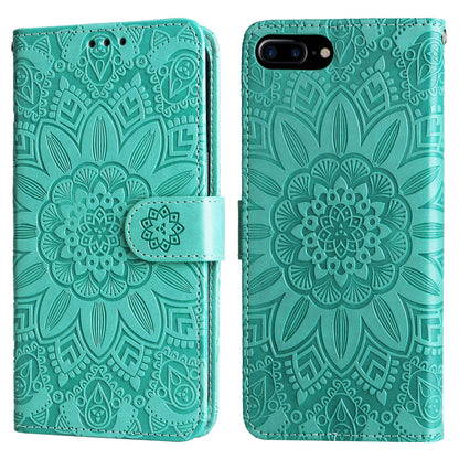 iPhone 7 Plus Sunflower Embossed Leather Wallet Phone Case with Kickstand and Card Holder