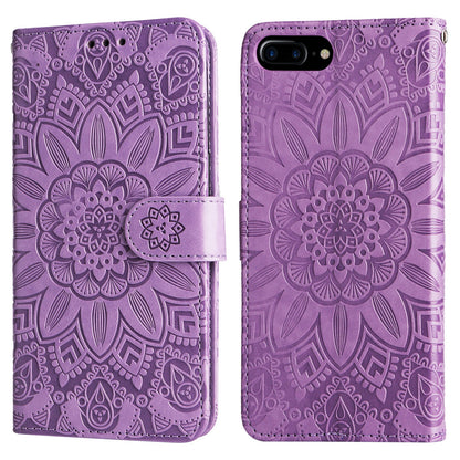 iPhone 7 Plus Sunflower Embossed Leather Wallet Phone Case with Kickstand and Card Holder